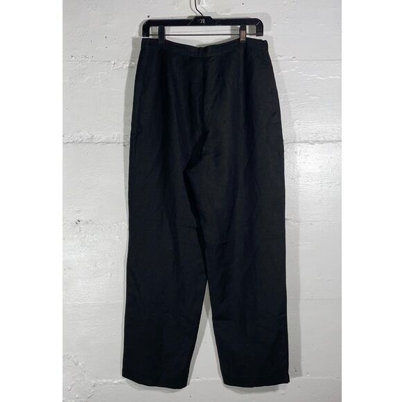 Vintage Y2K Bob Mackie Studio Black Linen Blend Pants Floral Appliqué Size 12 - Picture 8 of 11